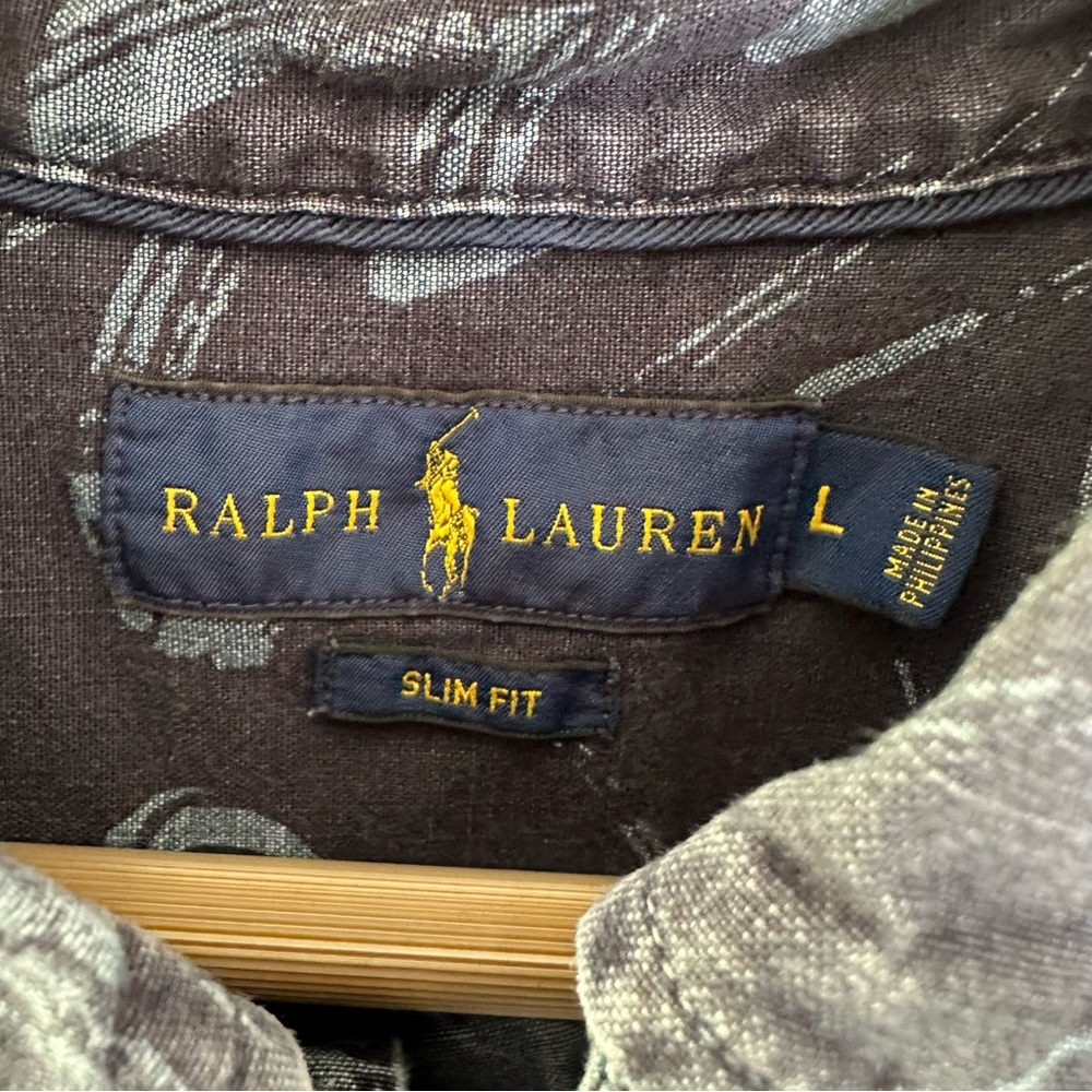 Ralph Lauren Men’s L Blue Koi Fish Short Sleeve Shirt - Picture 7 of 7